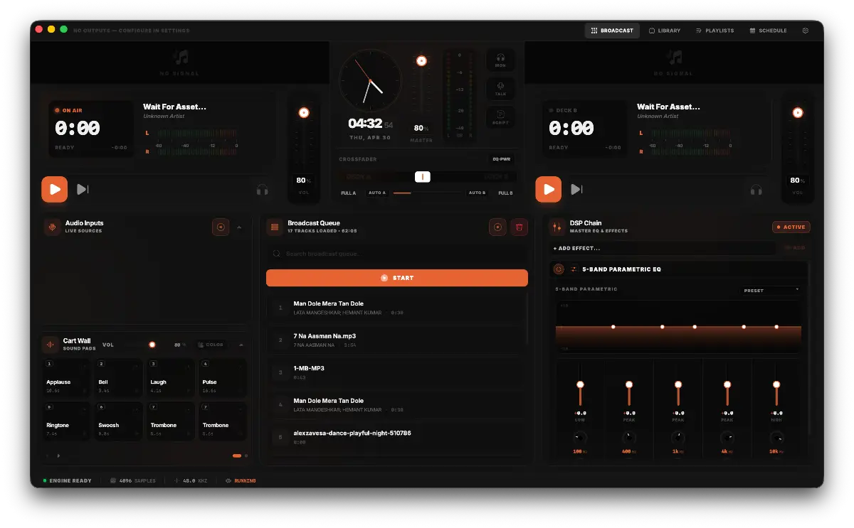 brūhi Cloud Studio Dashboard — high-fidelity broadcast management